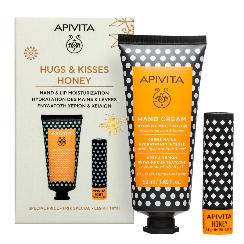 Apivita Pack Creme de Mãos Intensivo Ácido Hialurónico e Mel 50ml + Cuidado Labial de Mel