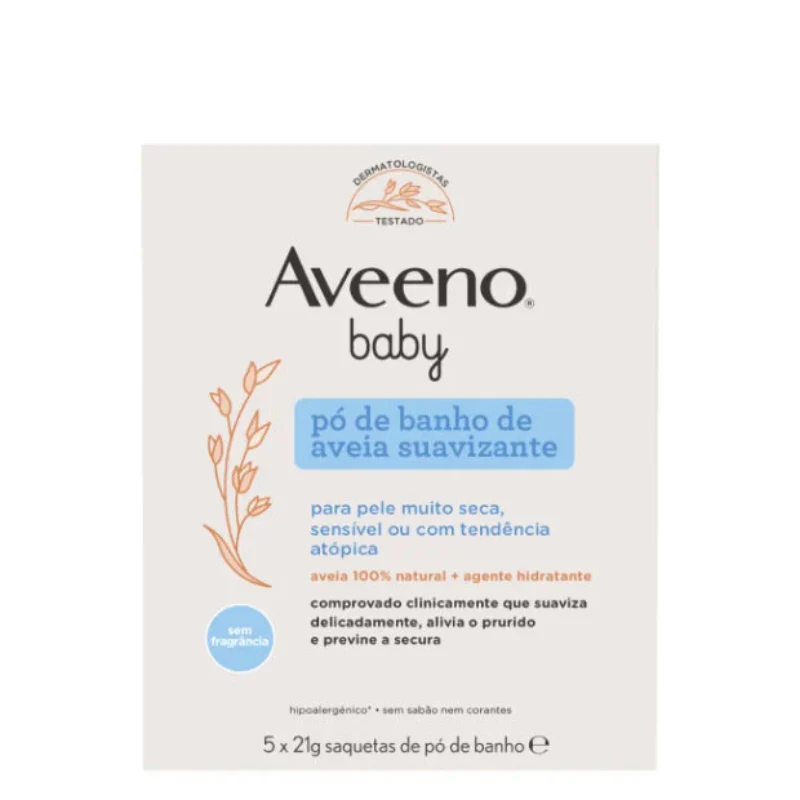 Aveeno Baby Pó de Banho Aveia Suavizante 21g 5 unidades