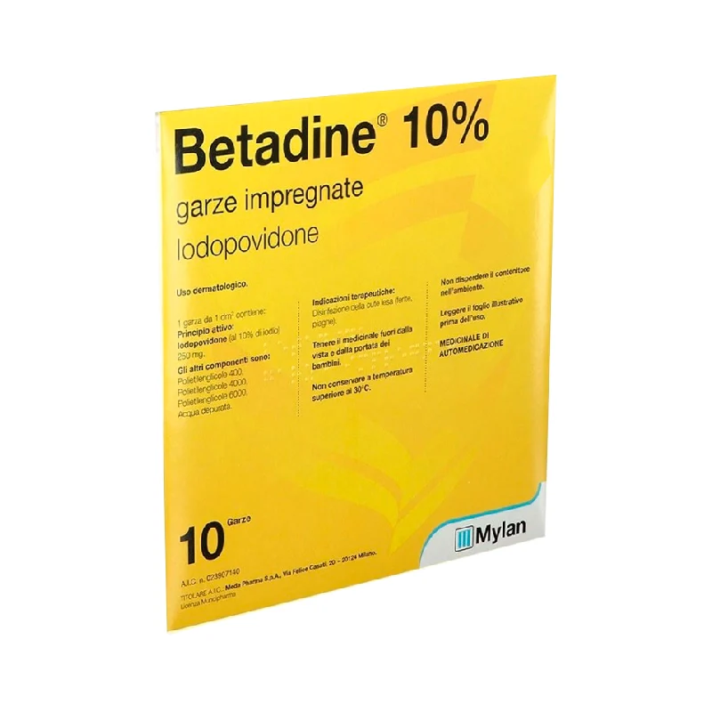 Betadine Gaze Impregnada 10x10cm 10 Unidades