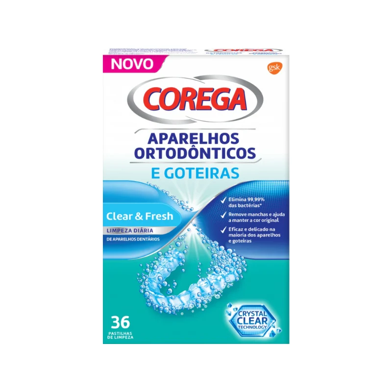 Corega Pastilhas de Limpeza Ortodônticos e Goteiras 36 Pastilhas