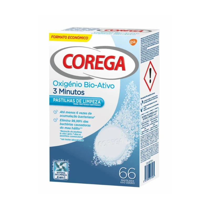 Corega Oxigénio Bio-Ativo 66 pastilhas