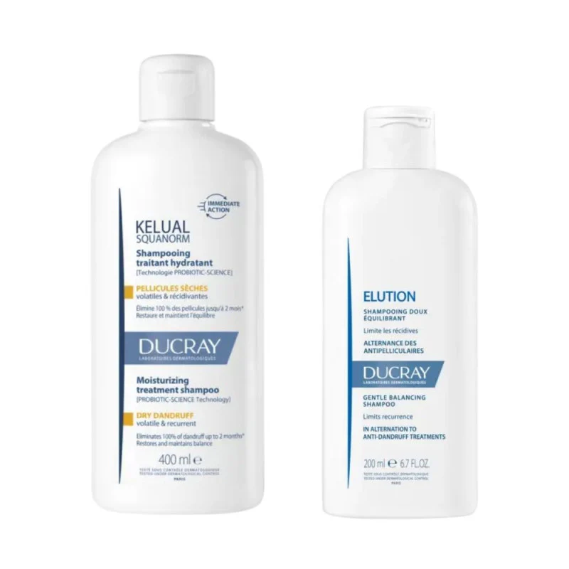 Ducray Pack Kelual-Squanorm Champô Caspa Seca 400ml + Oferta Elution Champô Reequilibrante 200ml