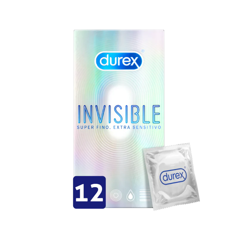 Durex Invisible Extra Lubrificado Preservativos 12 Unidades