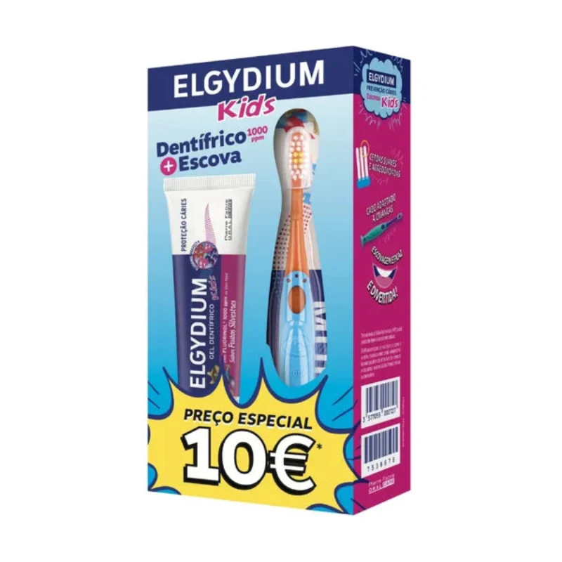 Elgydium Kids Kit Gel Dentífrico Frutos Silvestres 50ml + Escova Suave