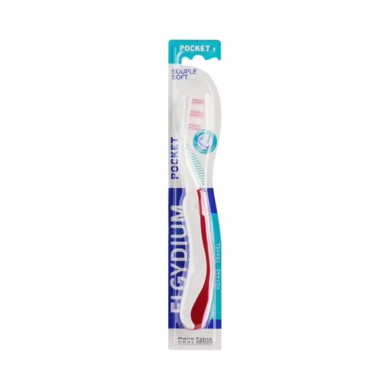 Elgydium Pocket Escova de Dentes de Viagem Suave Vermelho
