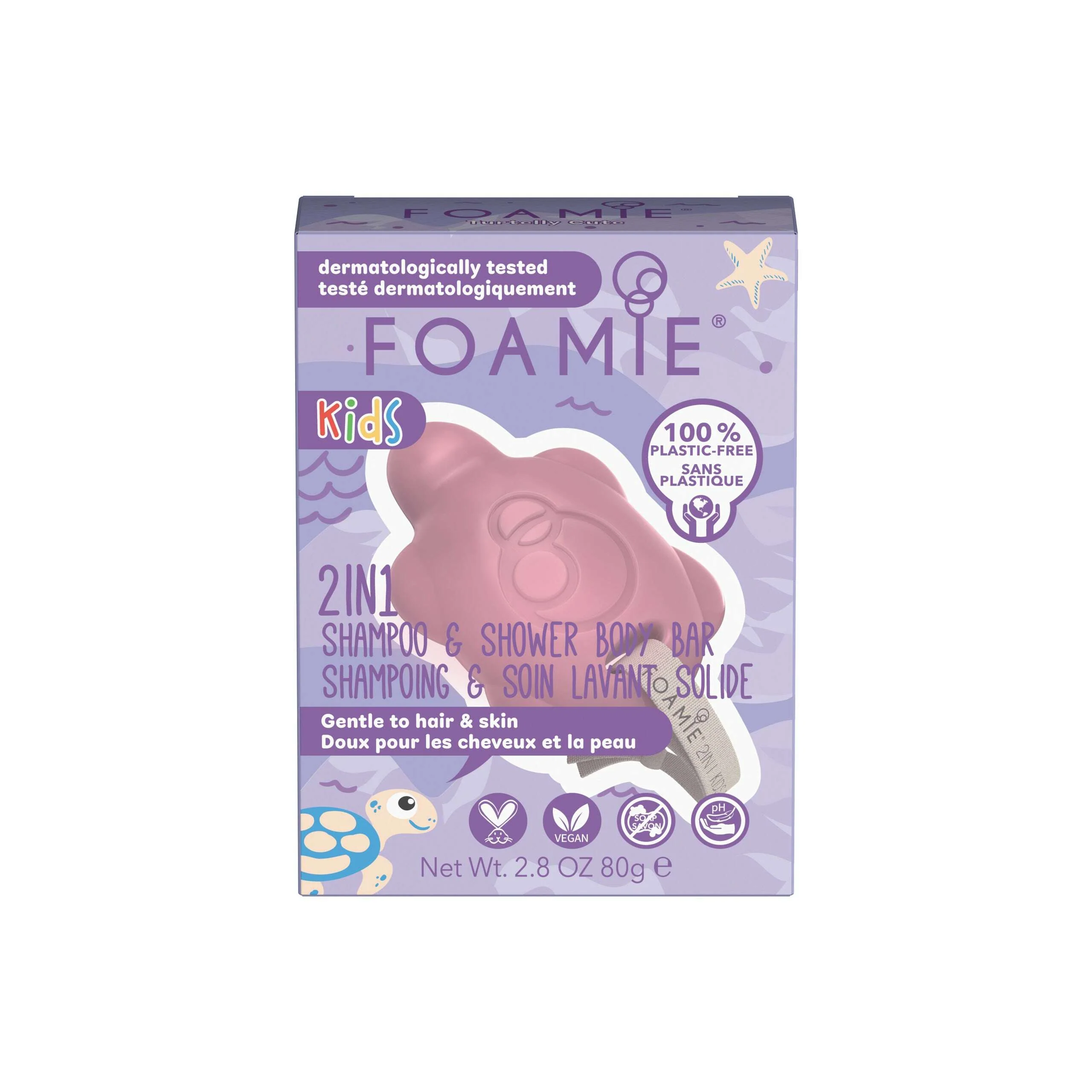 Foamie Barra de Limpeza Crianças 2 em 1 Cabelo e Corpo Pêssego