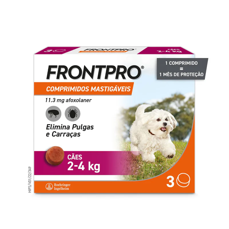 Frontpro Cão 2-4kg 11mg 3 Comprimidos Mastigáveis