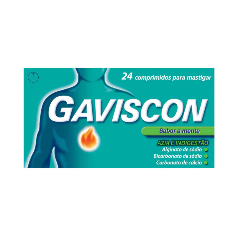 Gaviscon Menta 24 Comprimidos Mastigáveis 250/133,5/80mg