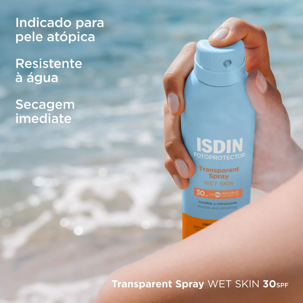 ISDIN Fotoprotetor Spray Transparente Wet Skin SPF30 250ml - Image 3
