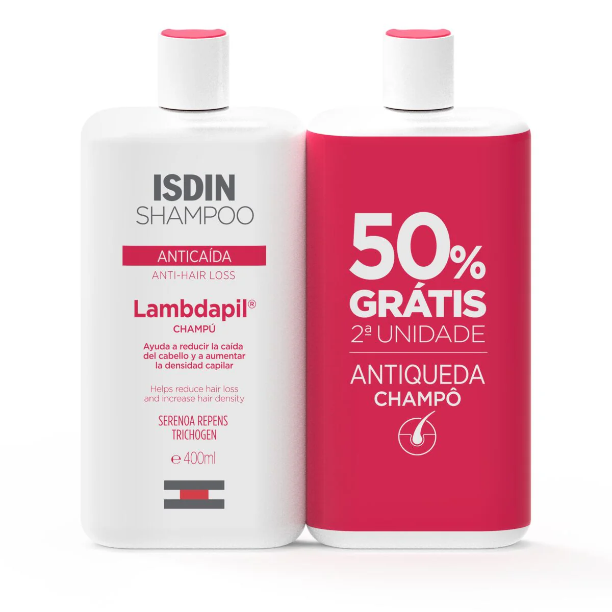 ISDIN Lambdapil Duo Champô Antiqueda 400ml Desconto de 50% na 2ª Unidade