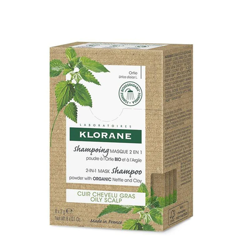 Klorane Capilar Ortiga Bio Champô Máscara 2 em 1 Pó 8 Saquetas