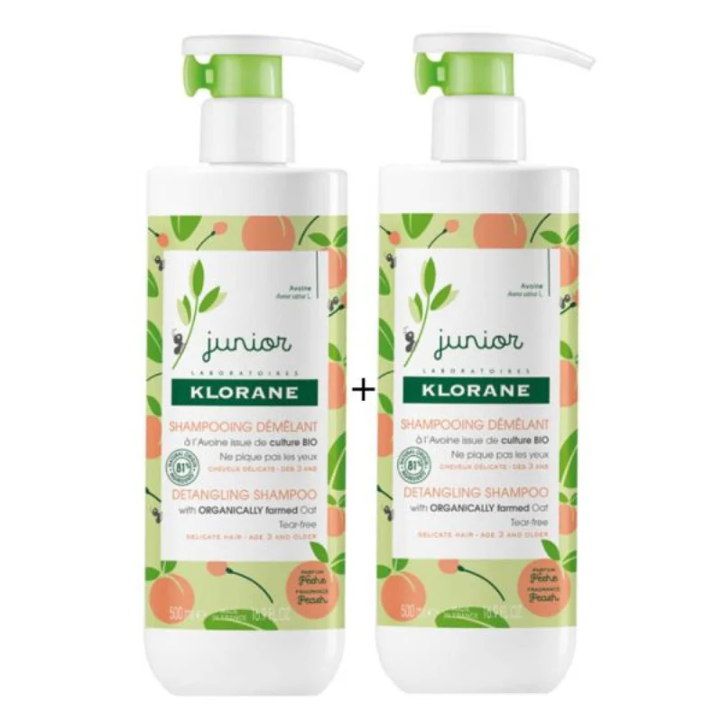 Klorane Petit Junior Duo Champô Desembaraçador Pêssego 500ml