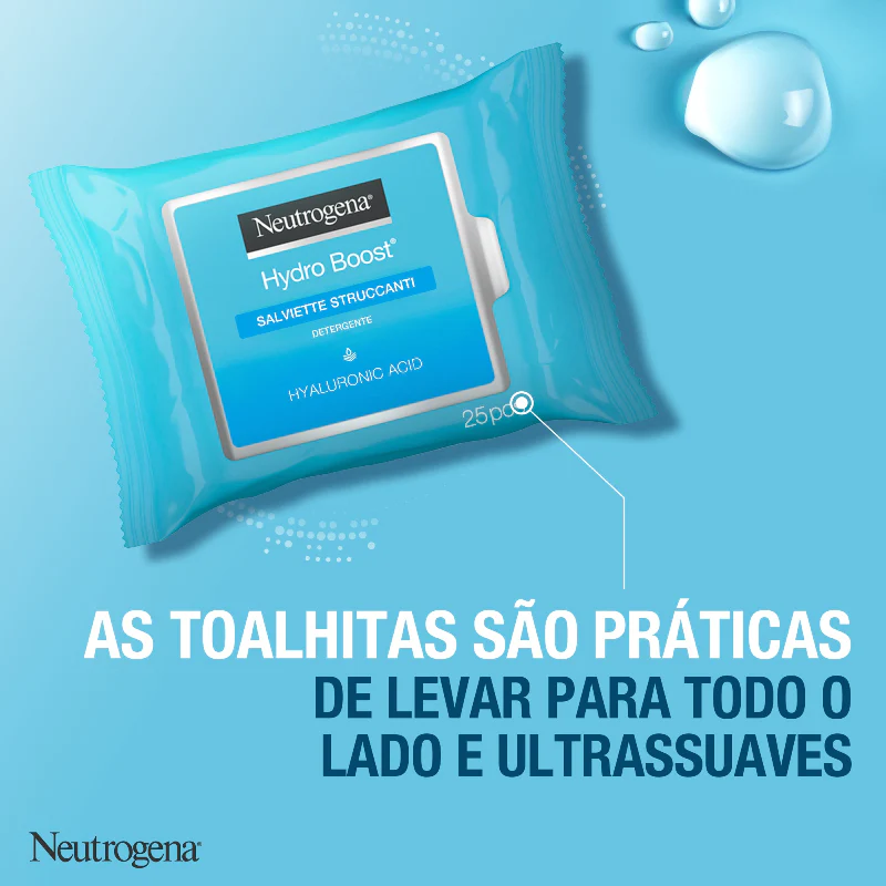 Neutrogena Hydro Boost Pack 2 Toalhitas De Limpeza Facial 25 Unidades - Image 3
