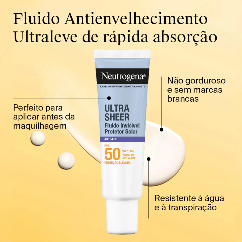 Neutrogena Ultra Sheer Protetor Solar Fluido Invisível Anti-Age FPS50 50ml - Image 2