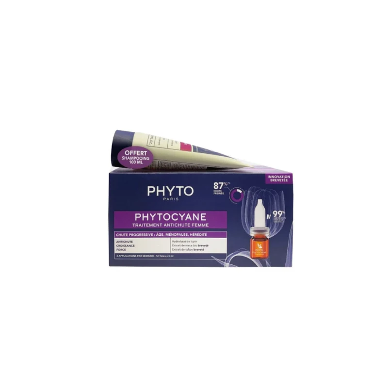 Phyto Phytocyane Cuidado Antiqueda Progressiva Mulher 12 Ampolas + Oferta Champô 100ml