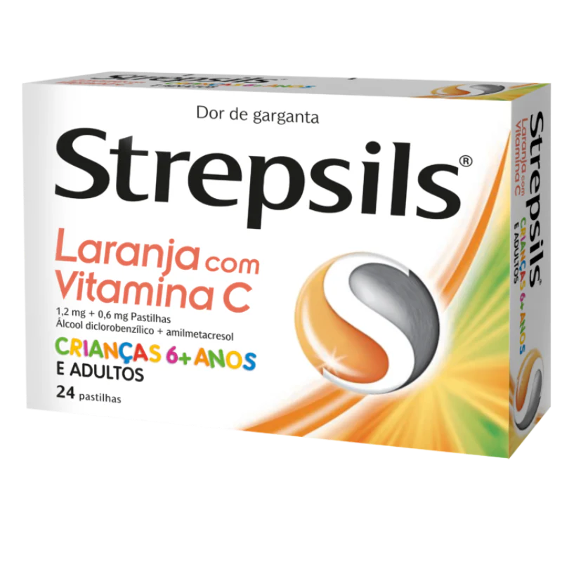 Strepsils Laranja com Vitamina C, 1,2/0,6mg 24 Pastilhas