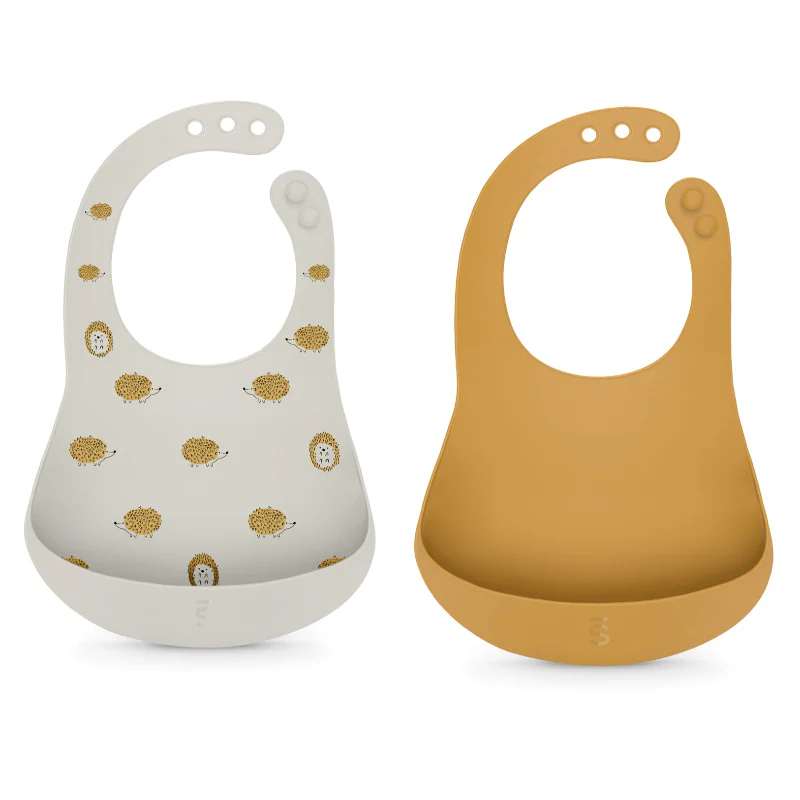 Suavinex Babete de Silicone Amarelo + Cinza +4m