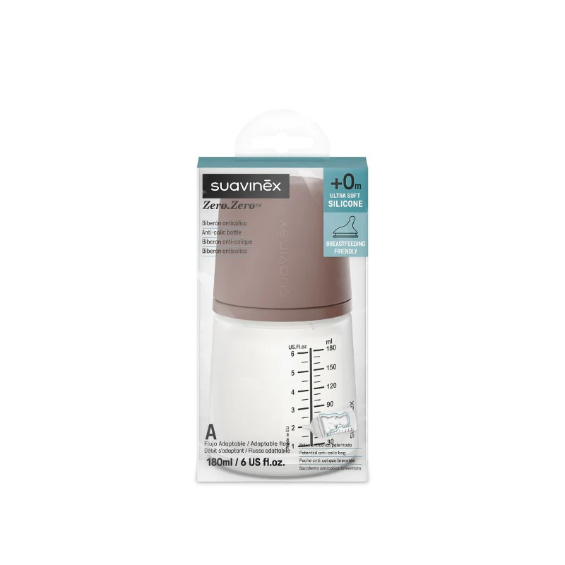 Suavinex Zero Zero Biberão Anticólicas Fluxo Adaptável Deep 180ml - Image 2