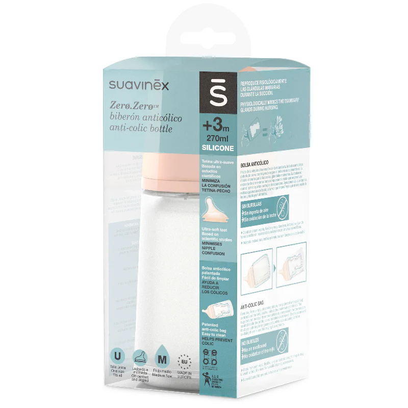 Suavinex Zero Zero Biberão Anticólicas Fluxo Médio Fair 270ml - Image 2