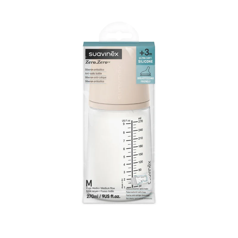 Suavinex Zero Zero Biberão Anticólicas Fluxo Médio Light 270ml - Image 2