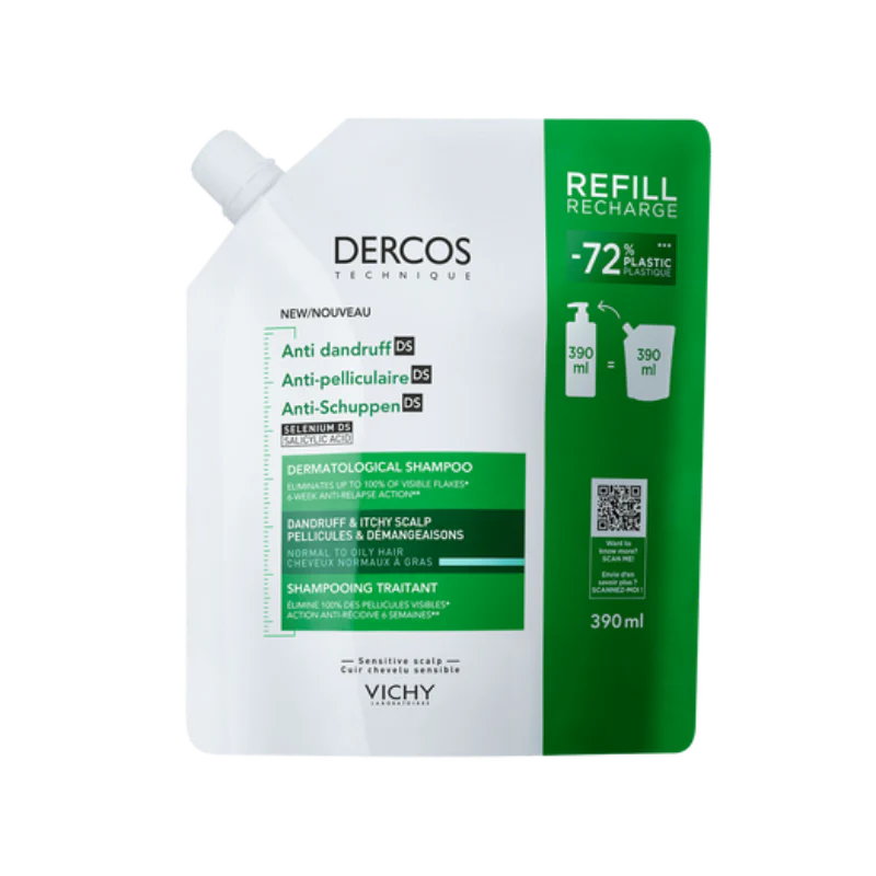 Vichy Dercos Champô De Tratamento Anticaspa Cabelo Normal a Oleoso Recarga 390ml