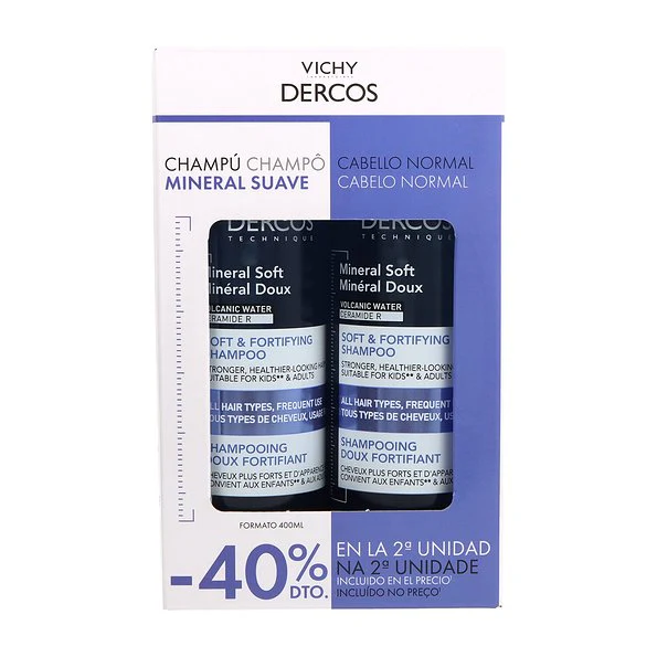 Vichy Dercos Champô Tratamento Fortificante Mineral Suave 400ml - Pack Duplo